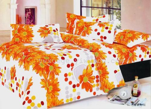 Snow Pigeon Bedding Cotton Four-Piece Series Foreign Trade Series Active Printing and Dyeing No Fading No Pilling Factory Direct Sales-Paris Spring