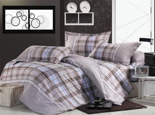 snow pigeon bedding cotton four-piece series boxing manwen active printing factory direct sales-elegant plaid coffee color