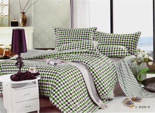 snow pigeon bedding cotton four-piece series cotton foreign trade series active printing and dyeing factory direct sales--non-grid green