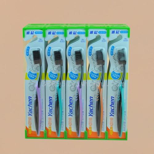 toothbrush wholesale ya chen 6303（30 pcs/box） bamboo charcoal toothbrush