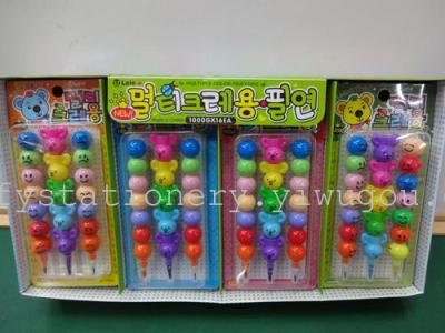 3PC smiley crayon Korea stationery wholesale factory outlets face bullet pen pencil set