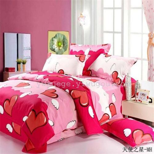 High-Grade Cotton Heart of Angel Cotton Twill Printing Four-Piece Bedding Set 