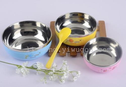 children‘s bowl stainless steel bowl baby cup baby double-layer cup