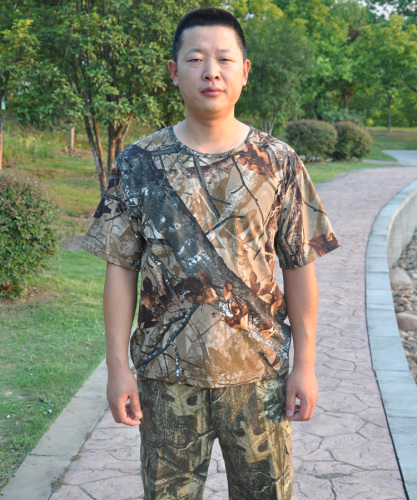 sled dog camouflage t-shirt short sleeve bionic camouflage t-shirt fishing and hunting clothing cotton t-shirt