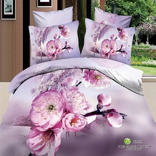 3d cotton four-piece cotton creative bedding four-piece foreign trade bedding spring aroma