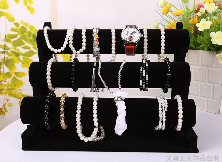 三层手镯架 手镯展示架手链架饰品展示架 手镯架 黑绒首饰架批发