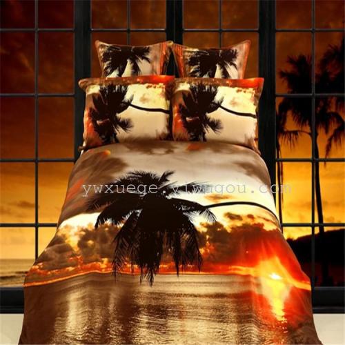 bedding cotton four-piece series cotton foreign trade series active printing factory direct sales hawaii time