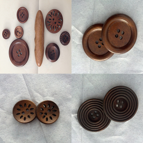Factory Direct Sales Wood Button Wooden Wide-Brimmed Cartoon Children DIY Ornament Natural Thin Edges Two Eyes 4 Holes Button