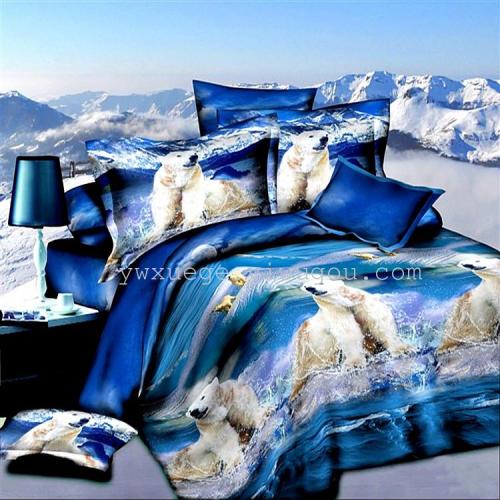 Snow Pigeon Bedding 3D Oil Painting Foreign Trade Series Bedding Four-Piece Polyester Fiber Plain Active Printing and Dyeing Factory Direct Sales 