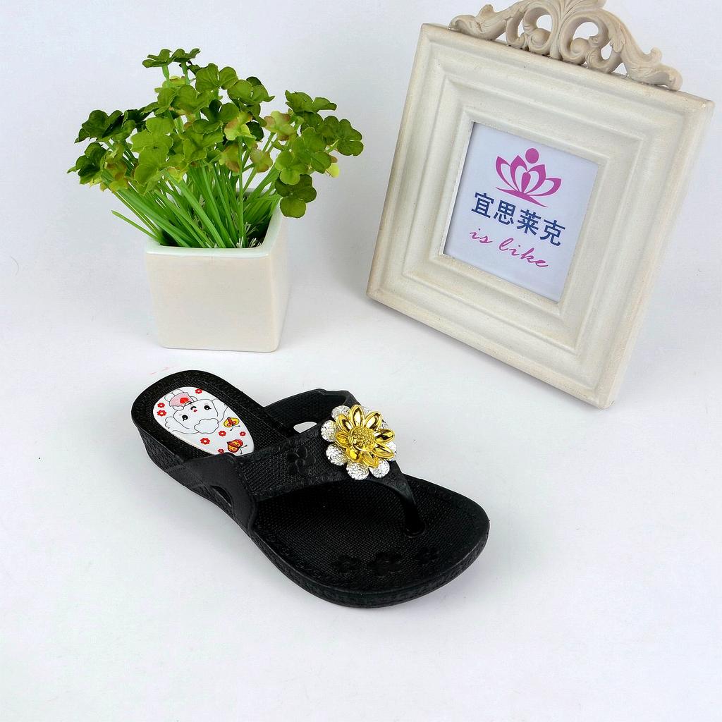 订单时尚 正品 宜思莱克 夏季坡跟贴花吹气拖鞋 人字拖鞋