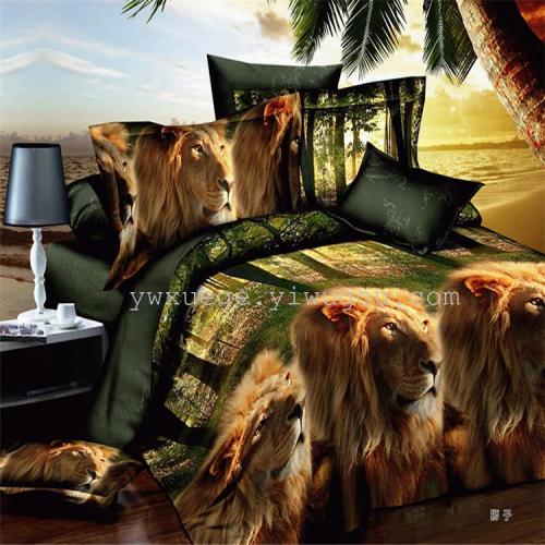 snow pigeon bedding four-piece series 3d animal oil painting active printing lion