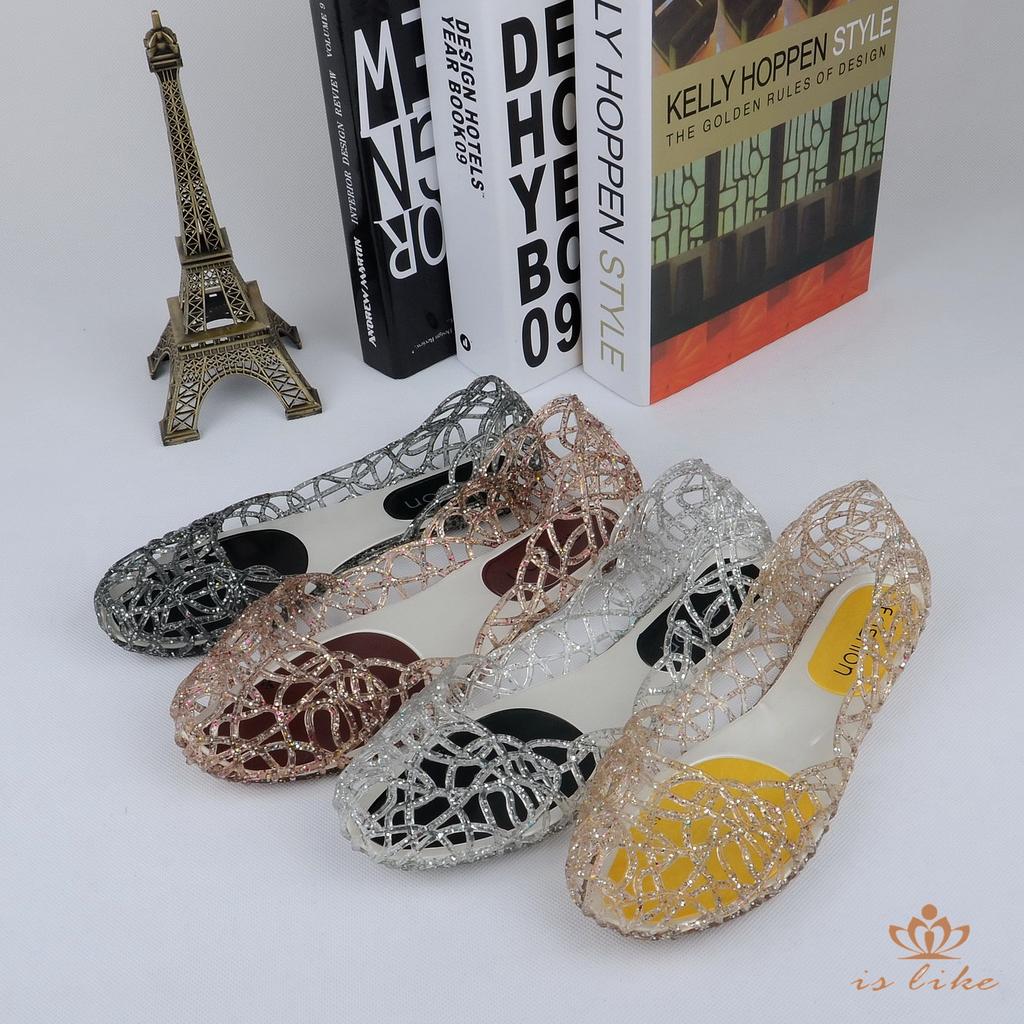 订单正品镂空鸟巢果冻网鞋 女鞋 平底凉鞋 水晶鞋