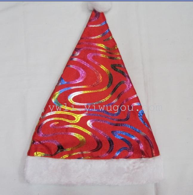 圣诞彩条帽 花色纹圣诞帽  印尖彩星圣诞帽