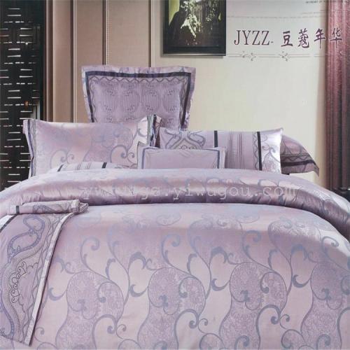 european-style satin jacquard four-piece set of youka silk four-piece set of high-end luxury bedding wedding supplies four-piece set of factory direct cardamia