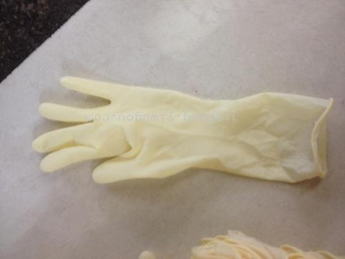 Disposable 12-Inch Latex Gloves Yellow Left and Right Hand