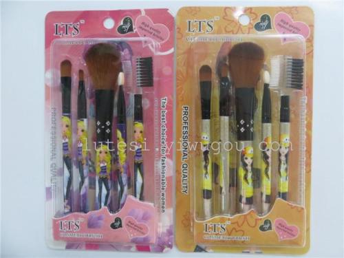 5 Makeup Brushes Wholesale Heat Transfer Cartoon Handle Nylon Hair Makeup Brush 5 Sets