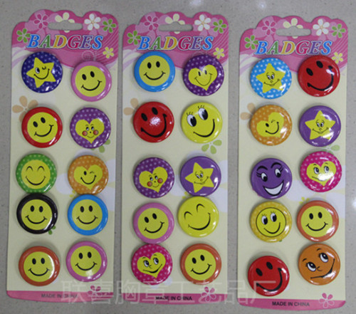 factory direct sales yellow smiling face button badge brooch pin personalized custom pattern