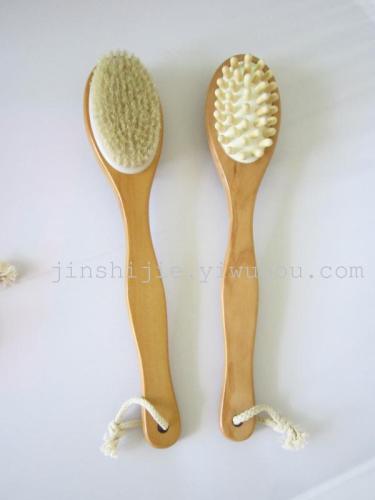 integrated double-sided bath brush， wooden brush， cleaning brush， bath brush