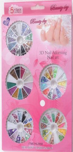 Nail Sticking Diamond Nail Art Special-Shaped Colorful Crystals Nail Laser Hollow Sequins 6 Mixed Box Set 