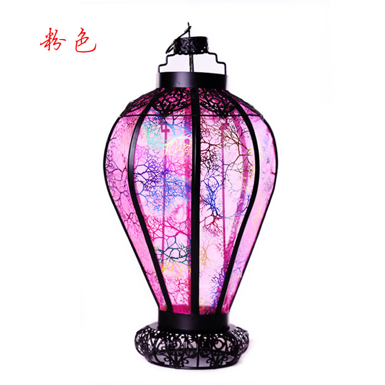 钻石形 铁艺沙布灯笼 厂家直销 定制新款 手工制作 一件代发