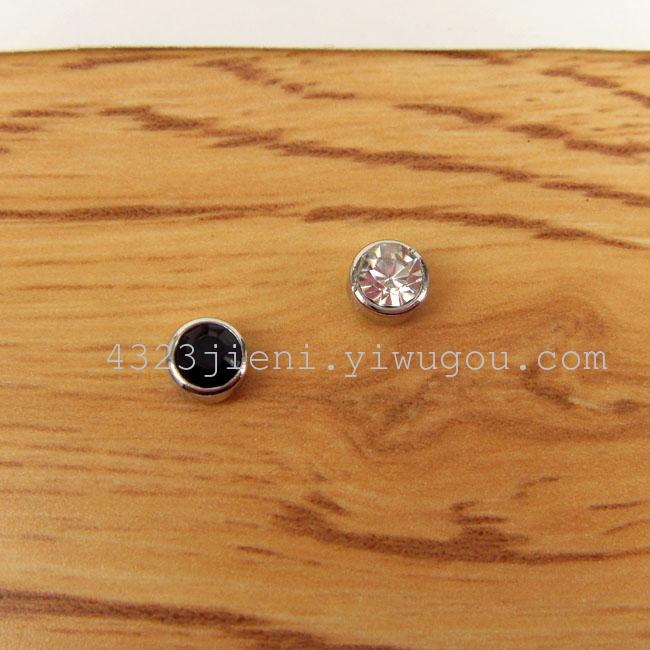 韩版时尚黑白宽边水钻磁铁耳钉无耳洞男女磁吸吸铁石耳钉批发饰品