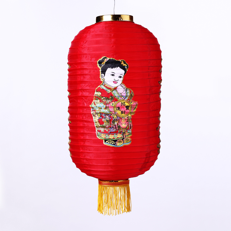 10“人物冬瓜灯笼传统灯植绒灯