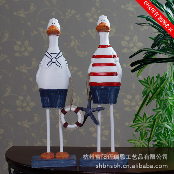 情侣鸭 家居饰品纯手工雕刻木制摆件海军鸭MA12001A/B