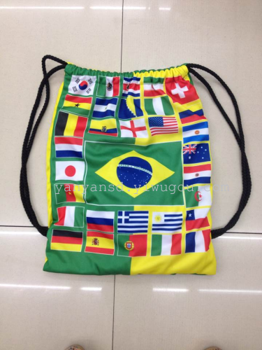 Knitted Fabric Sports Bag New Brazil Football Backpack Good Quality Drawstring Bag， Drawstring Bag