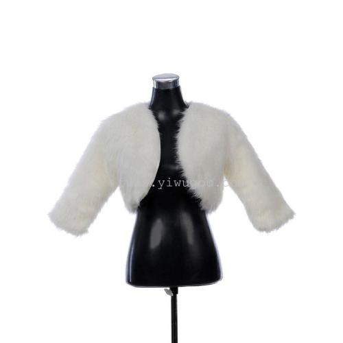 White Faux Fox Fur Jacket Women‘s Fur Mid-Sleeve Vest Korean-Style Slim-Fit Foreign Trade