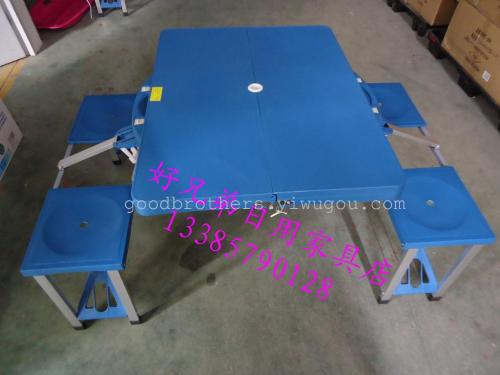 abs folding table and chair， plastic piece table and chairs， abs thickened panel leisure folding table and chair