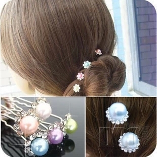 aishang sunshine bride updo hair accessories flower u-shaped clip rhinestone pearl hair clasp barrettes hairpin