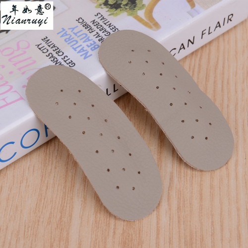 Leather Cowhide Heel Stickers Thickened with Breathable Holes Anti-Blister Size 半 Pad Year Ruyi Insole Factory Wholesale 