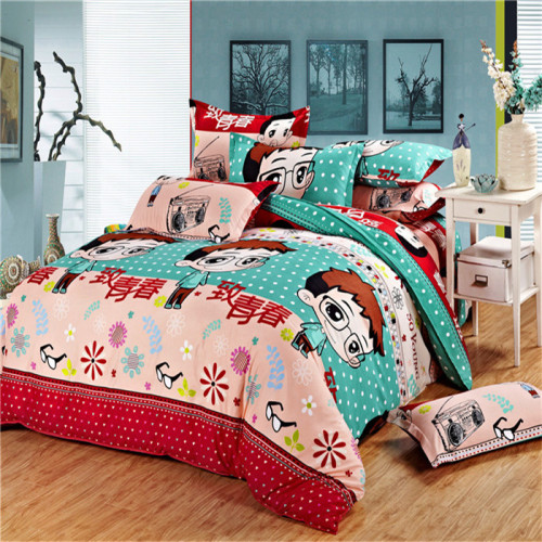 yiwu snow pigeon home textile cotton 12866 four-piece set cheap bedding kit factory wholesale