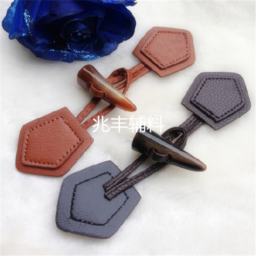 Factory Direct Sales Wholesale High Quality Horn Button Bule with Leather Ivory Button High Grade with Rope Resin a Pair of Bules Coat Button