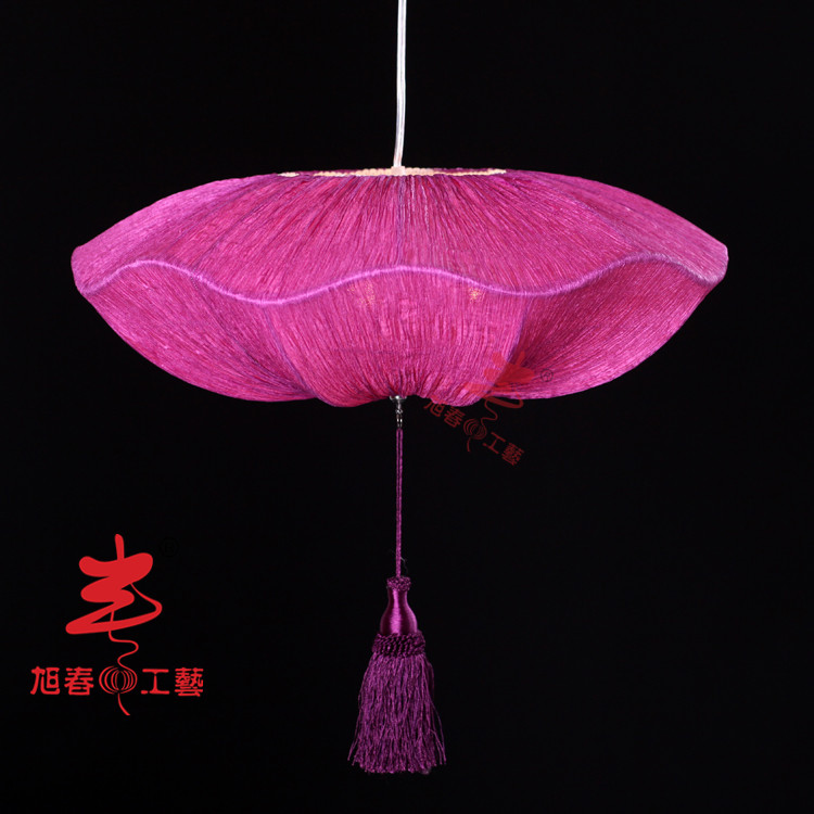 古典装饰家居灯台灯绸布钢丝圆灯荷叶海洋布料灯