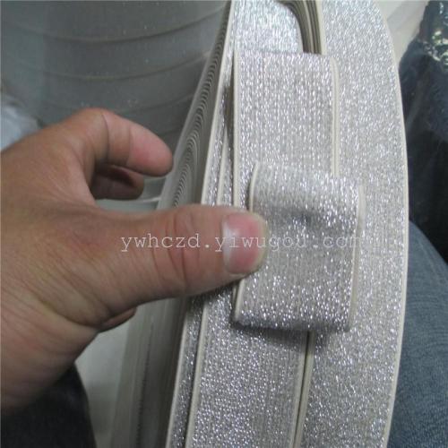 Huacheng Customized 4cm Double-Sided Silver Silk Elastic Band Two-Sided Silver Silk Elastic Band Customized