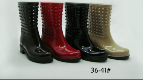 new foreign trade fashion european and american environmental protection pvc rivet women‘s fashion rain boots