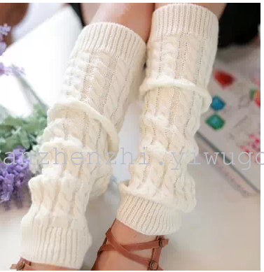 Winter warm Leggings coarse wool socks knitting boots set foot knee twist
