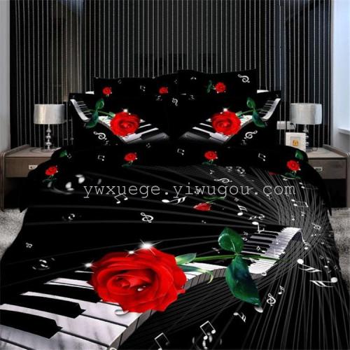 Four-Piece Bedding Set Match Sets 100% Pure Cotton 3D Large Flower Four-Piece Wedding Bedding Set Factory Direct Sales