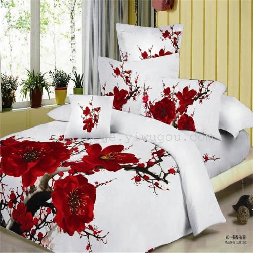 3D Four-Piece Cotton Three-Dimensional Large Flower Bed Sheet Quilt Cover Bedding Four-Piece 1.8 M Bedding Four-Piece Snow Pigeon Home Textile