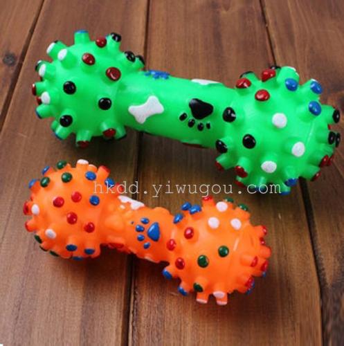 pet sounding toy dog toy supplies dog sounding toy seven-color thorn dumbbell rubber toy