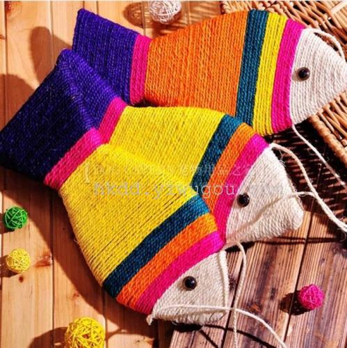 colorful fish-shaped cat scratch board sisal cat scratching board cat grinding claw toy pet cat toy pet supplies toy
