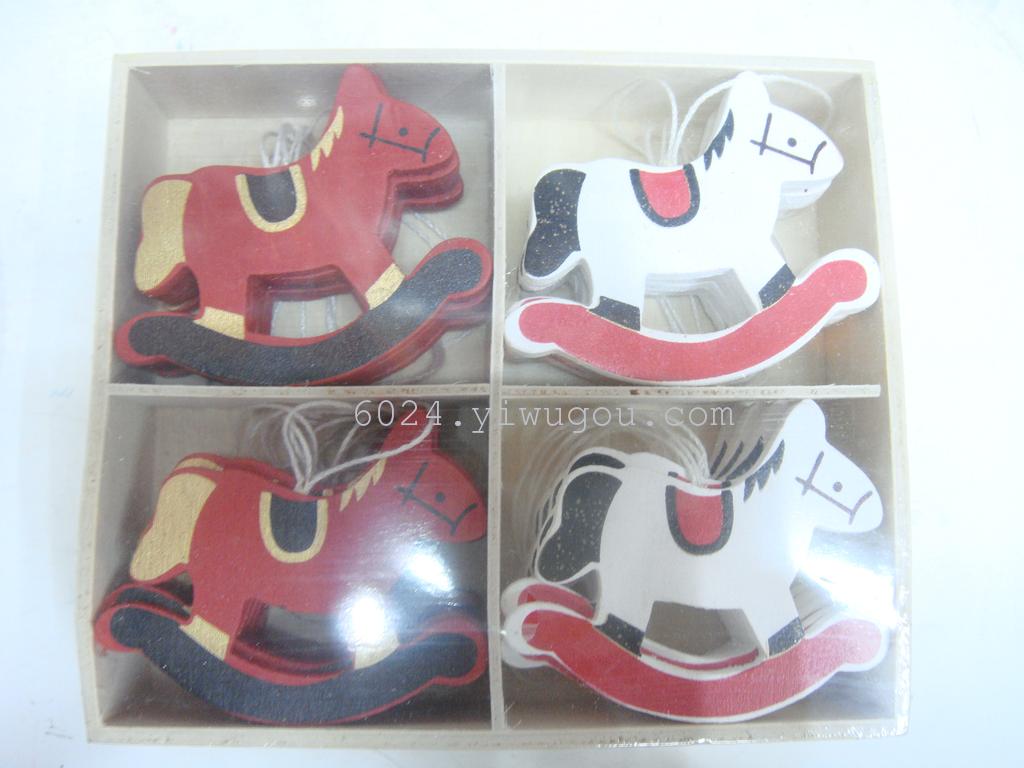 厂家直销圣诞系列挂件 木马木质挂件