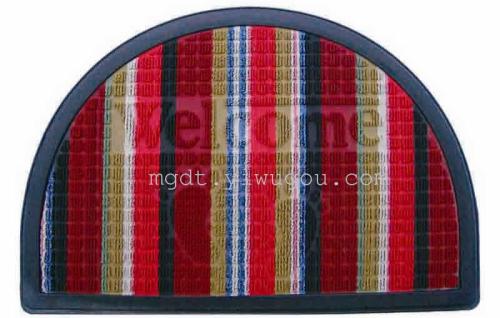 shida rubber loop velvet flower-shaped colorful mosaic rubber semicircle door mat 40*60