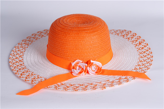 夏天新款小花草编遮阳太阳帽 女士潮款防晒帽