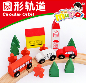 wanrun toys urban traffic scene combination wooden disassembly train round o-shaped track building block car wholesale