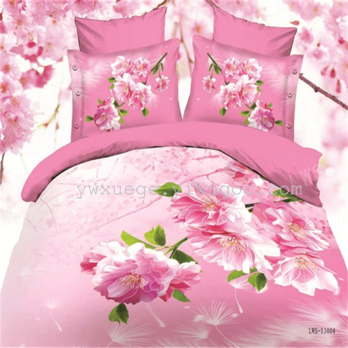 Factory Direct Sales Active 3D Twill Four-Piece Foreign Trade Export Bed Sheet Type One-Piece Delivery