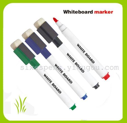[supply whiteboard pen] factory direct printing white solid rod erasable whiteboard pen with brush