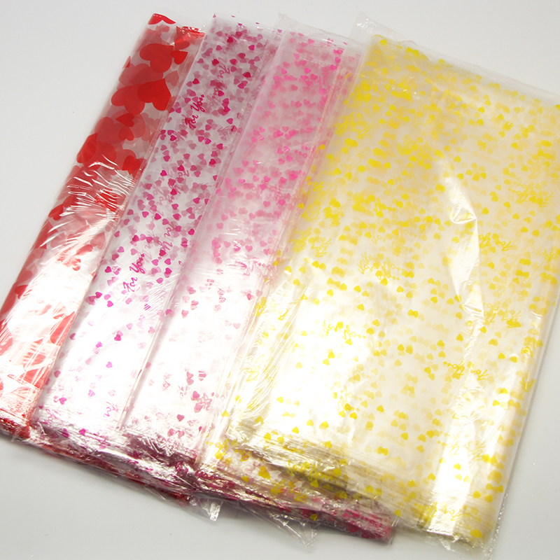 【奇彩制品厂家直销】礼品包装袋 爱心 彩色OPP塑料袋