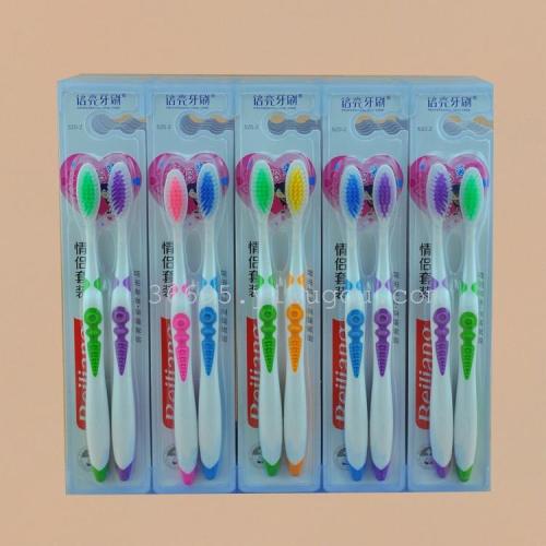 toothbrush wholesale double bright 520-2（30 pcs/box） double soft-bristle toothbrush